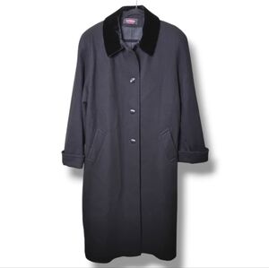 Alorna Wool Winter Dress Coat Size L Velvet Collar Black Winter Formal